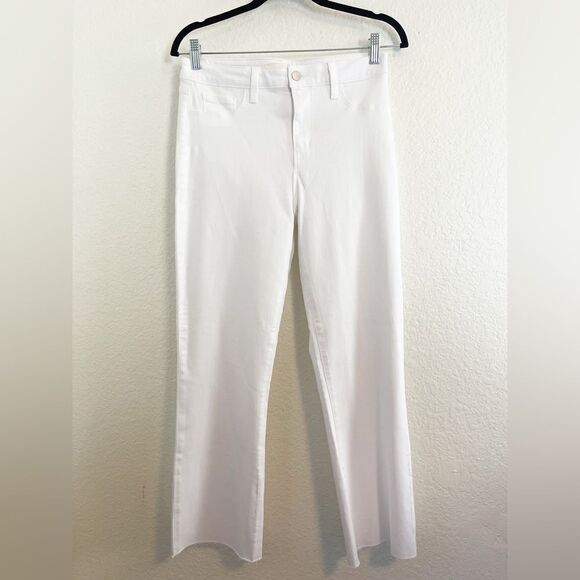 L'agence Kendra High-Rise Cropped Flare Leg Coated Jeans in White Women's 30 - Picture 5 of 15